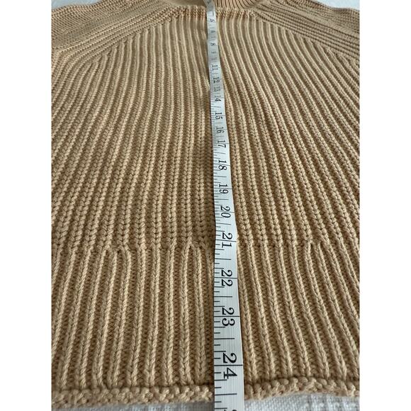 J.CREW Beige Chunky Cotton Knit Sweater Mock Neck Fisherman Preppy Heritage M - Picture 3 of 5